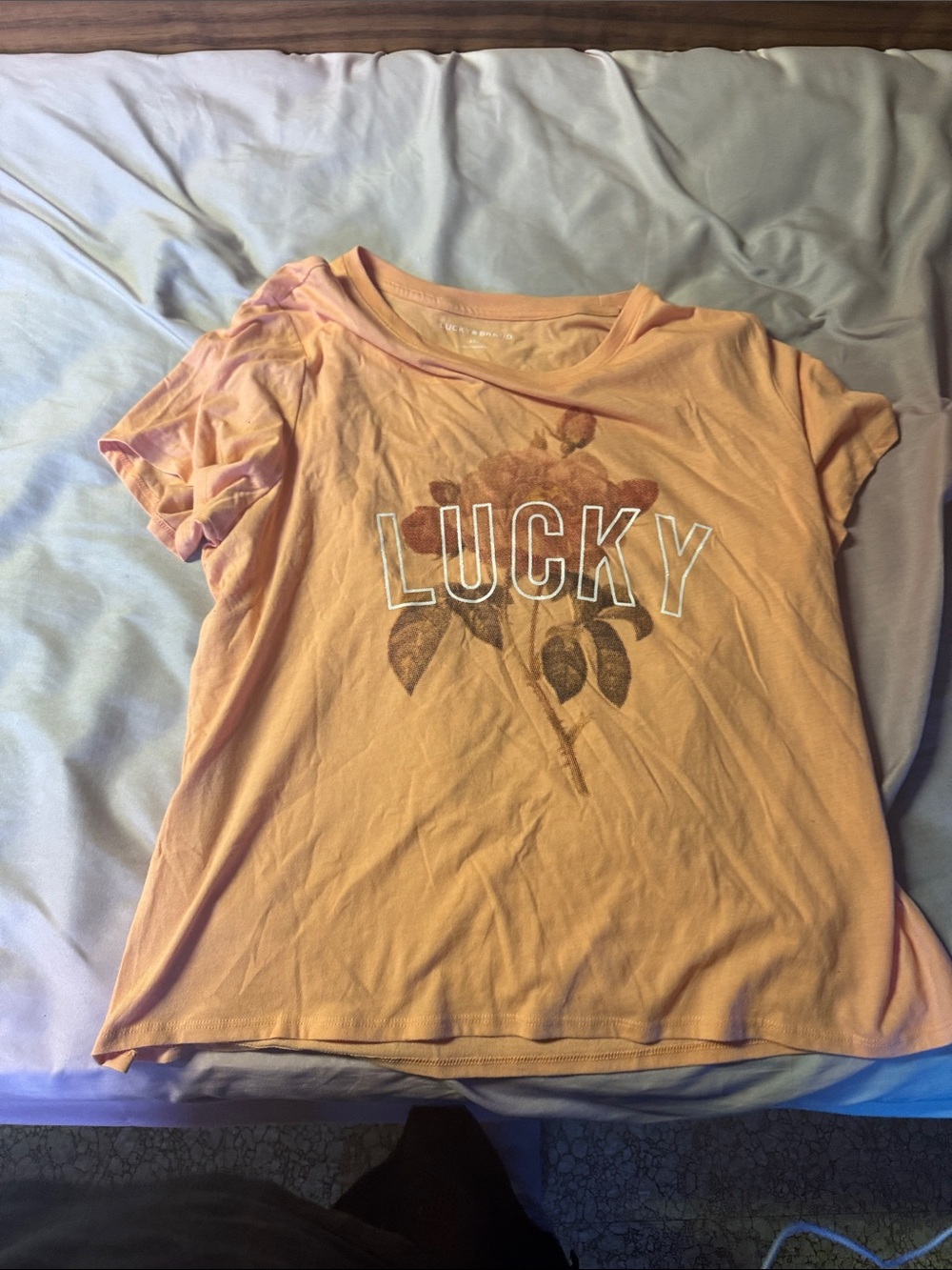 Lucky Brand Peach Graphic Short Sleeve Tee
